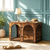 HILINSIE Hondenbench - Houten hondenkooi - 99,2 cm - 3 Deuren - Verstevigd - voor Middelgrote en Grote Honden - Knaagwerend - Ontsnappingsveilig - Multitasking-Vintage Bruin