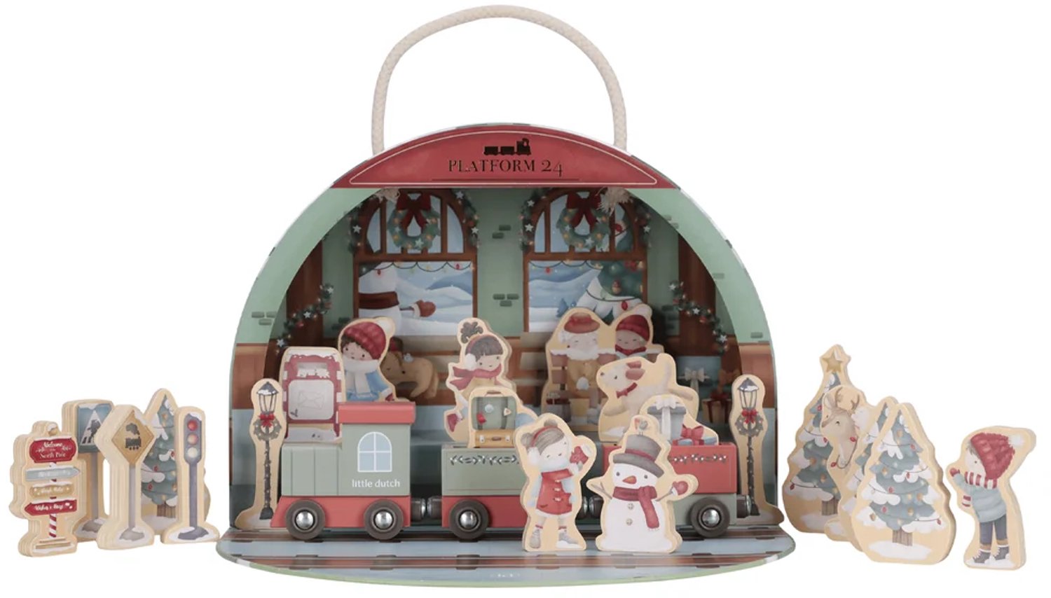 Little Dutch Adventskalender 2026 - 24 Verrassingen om een Compleet Treinstation te Bouwen - Adventkalender - Geschenkset - Cadeaudoos - Geschenkdoos - Giftset Kind - Aftelkalender voor Kinderen - Speelgoed vanaf 2 jaar - Little Dutch Speelgoed Trein – foto 4