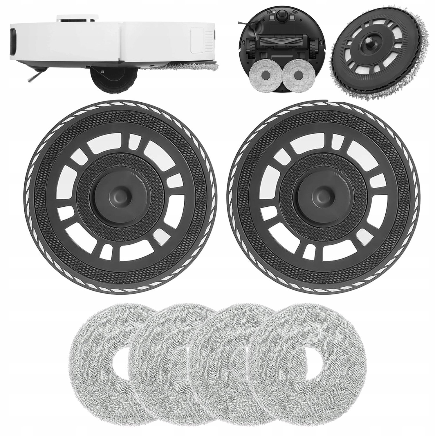 Universele Mop Robot Accessoires Set: 2 Houders & 4 Pads