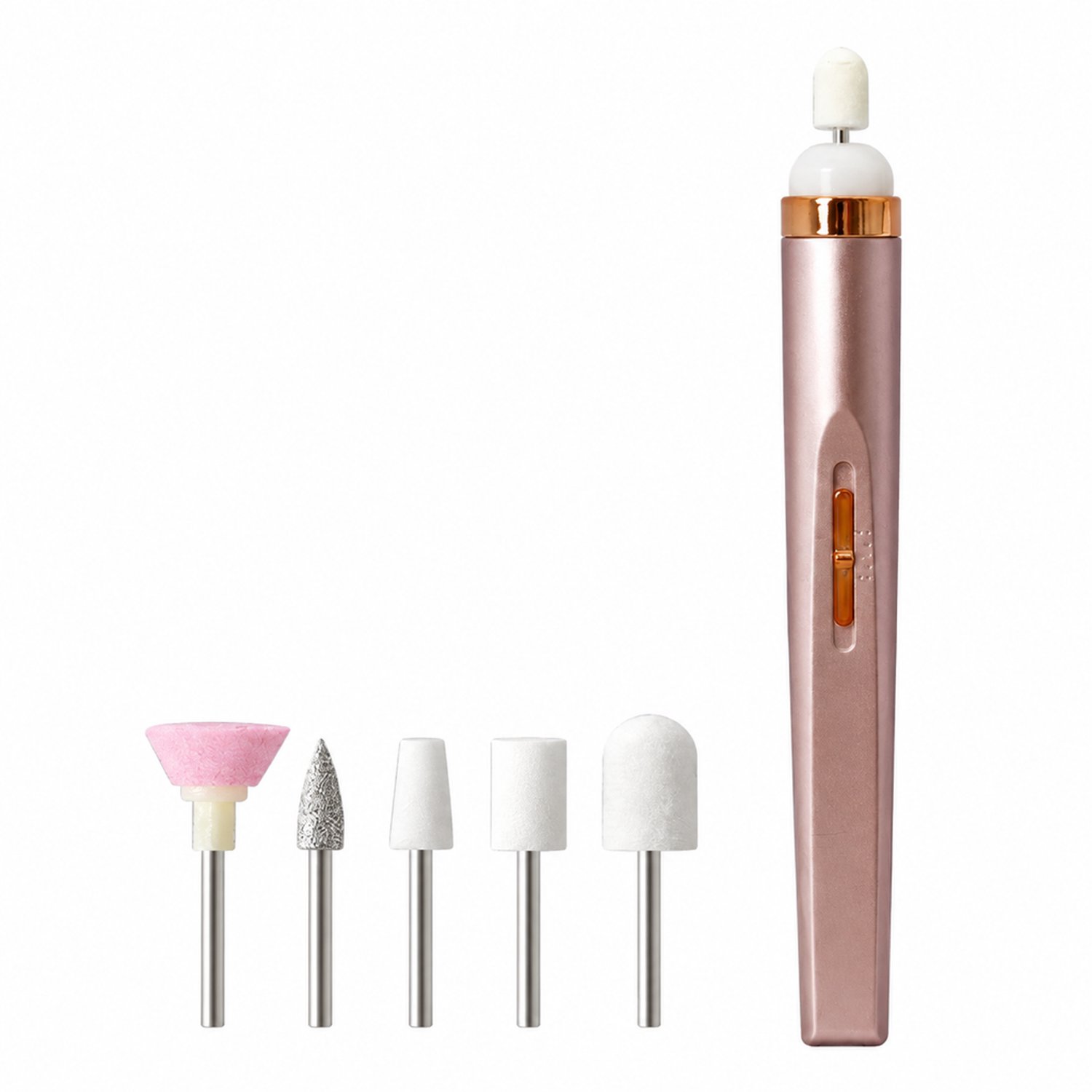 Elektrische nageltrimmer - roségoud - LED-verlichting - voor dagelijks, thuis- en commercieel gebruik - met slijpkop, handleiding en datakabel