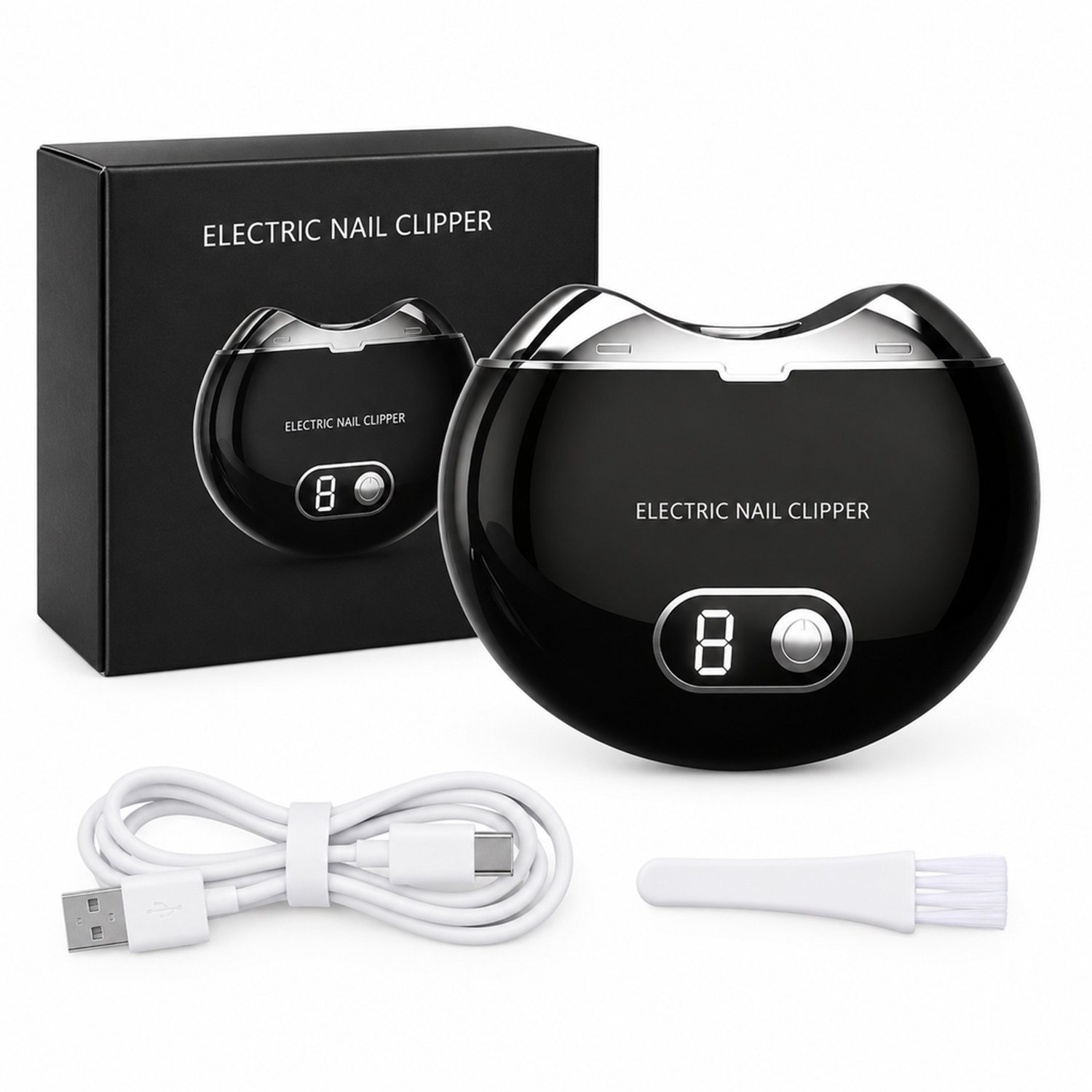 elektrische nagelknipper - 110g - Minimalistisch zwart ontwerp - Voor dagelijks thuisgebruik - Engelstalige verpakking