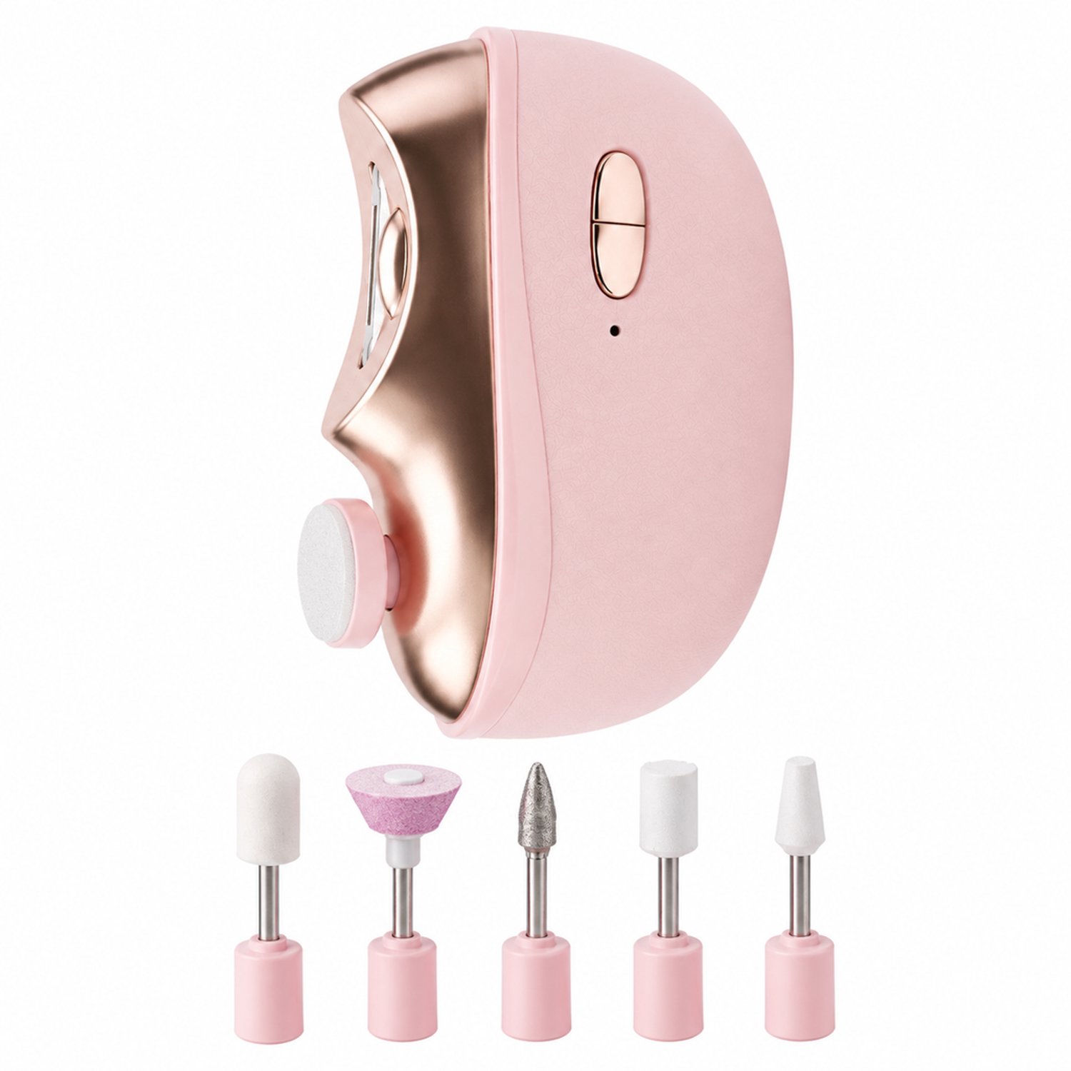 elektrische nagelknipper - 5 slijpkoppen - met verlichting en magnetische kap - voor dagelijks gebruik - roze