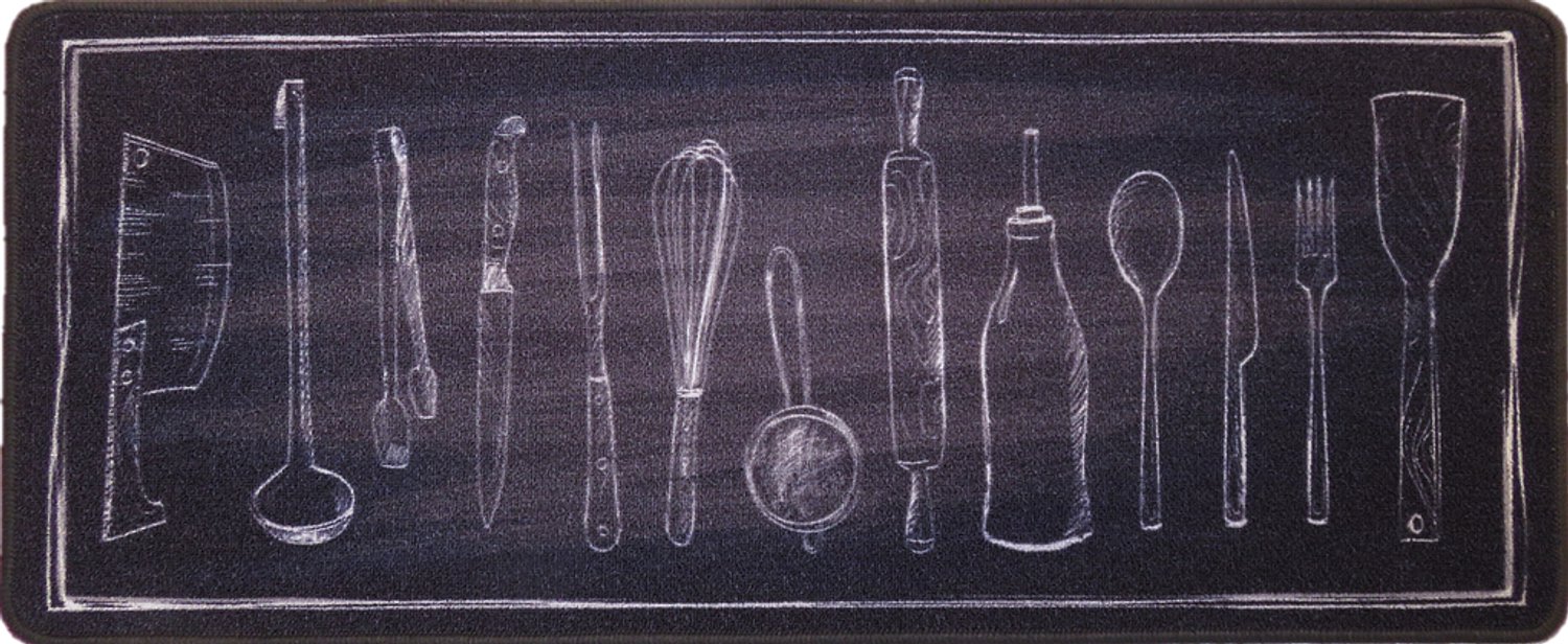 Deco-flair Blackboard 50 x 120 cm - Schoonloopmat - Keukenmat - Deurmat Binnen - Zwart - Polyamide - Latex