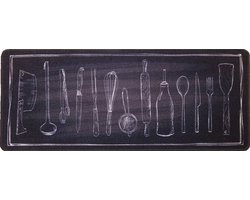 Deco-flair Blackboard 50 x 120 cm - Schoonloopmat - Keukenmat - Deurmat Binnen - Zwart - Polyamide - Latex