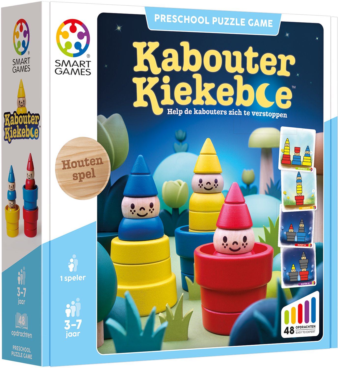 SmartGames Kabouter Kiekeboe - Houten Logisch Denkspel - 48 Educatieve Zoekuitdagingen - Solospel voor Peuters & Kleuters - Vanaf 3 Jaar