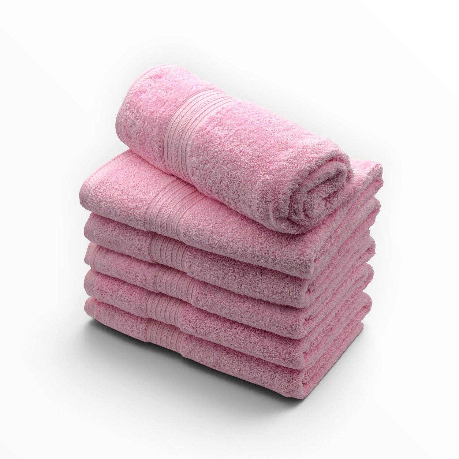 The Linen Room Badhanddoeken – 70 x 140 cm – Set van 6 – 100% Egyptisch Katoen – 600 gram /m2 – Poederroze