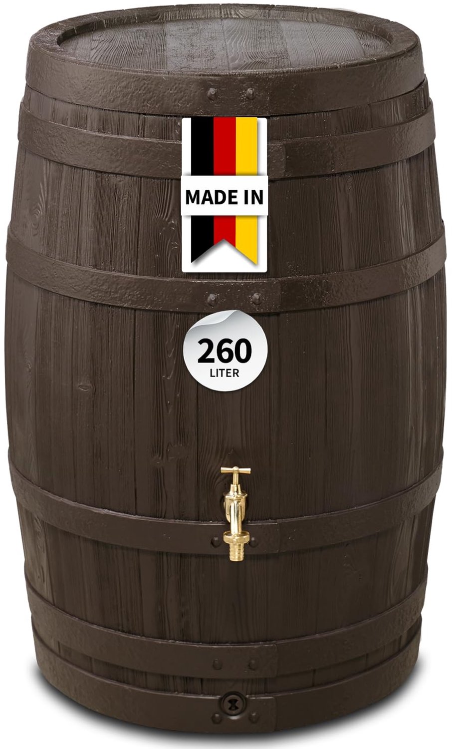 Famanu - Regenton 260 liter - Ruimtebesparing en wateropslag - Duurzaam en stijlvol ontwerp - Bruin