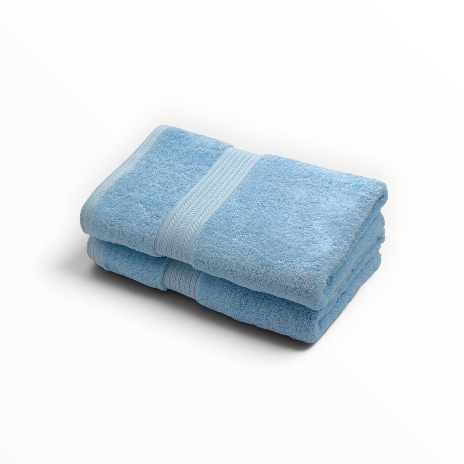 The Linen Room Badhanddoeken – 70 x 140 cm – Set van 2 – 100% Egyptisch Katoen – 600 gram /m2 – Lichtblauw
