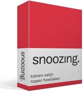Snoozing - Katoen-satijn - Topper - Hoeslaken - Lits-jumeaux - 160x210 cm - Rood