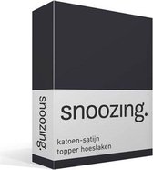 Snoozing - Katoen- Satin - Topper - Hoeslaken - Lits jumeaux - 180x210 cm - Anthracite
