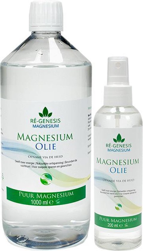 Magnesiumolie 1 Ltr navulfles en 200 ml spray van Ré-genesis - Magnesiumspray... bol.com