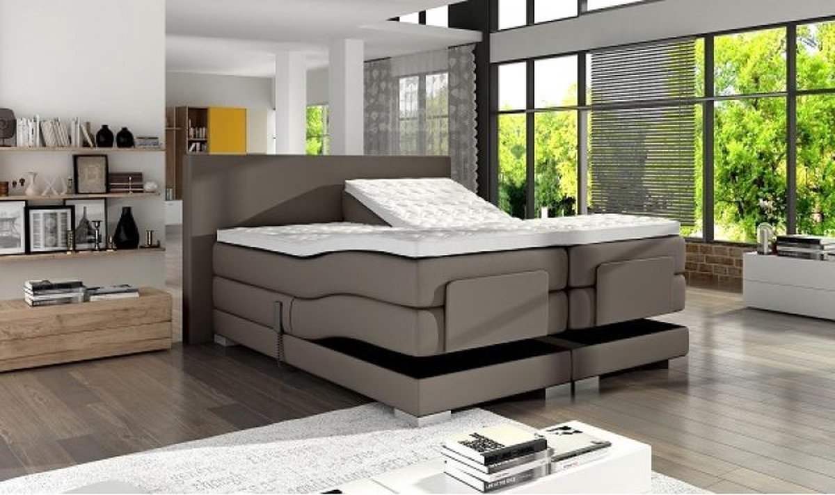 Elektrische Boxspring Tesla Taupe kleur 180X200