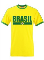 Geel/ groen Brazilie supporter ringer t-shirt voor heren XL