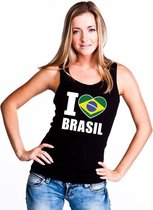 Zwart I love Brazilie fan singlet shirt/ tanktop dames L