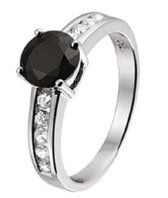 Schitterende Zilveren Ring met Zwart en Transparante Zirkonia's 18.50 mm. (maat 58) model 184