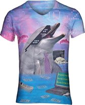Business Dolfijn Festival shirt - Maat: XL - V-hals - Feestkleding - Festival Outfit - Fout Feest - T-shirt voor festivals - Rave party kleding - Rave outfit - Dolfijnenshirt - Werk outfit