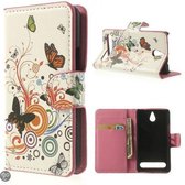 Sony Xperia E1 agenda Vlinders kleuren wallet hoesje