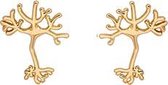 24/7 Jewelry Collection Neuron Oorbellen - Zenuwcel - Hersenen - Dokter - Goudkleurig