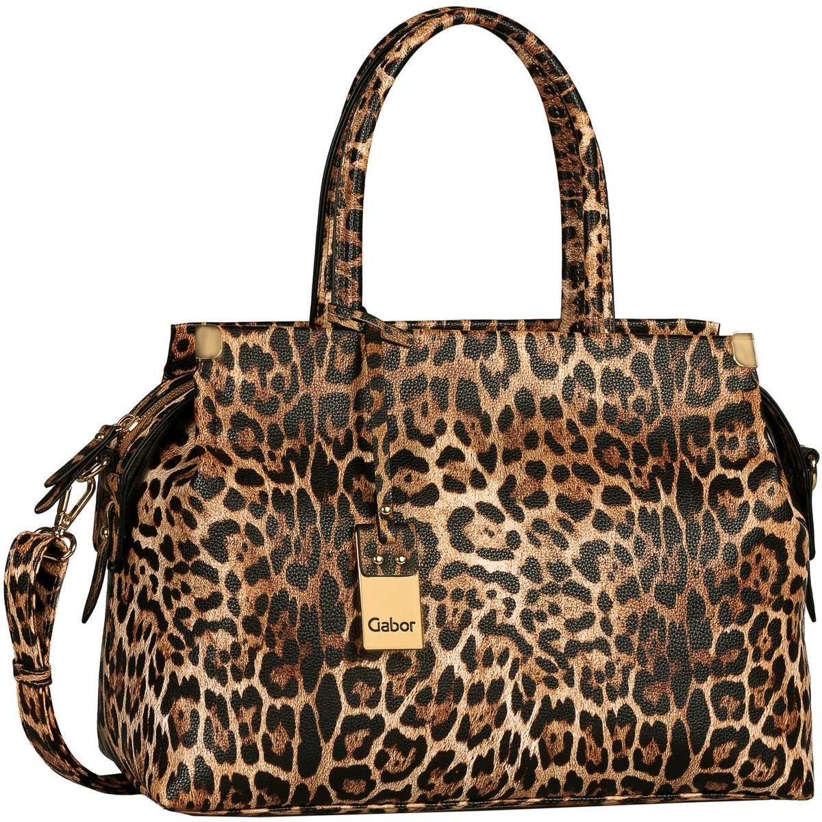 Gabor schoudertas Gela Zip Shopper Leo Brown veelkleurig