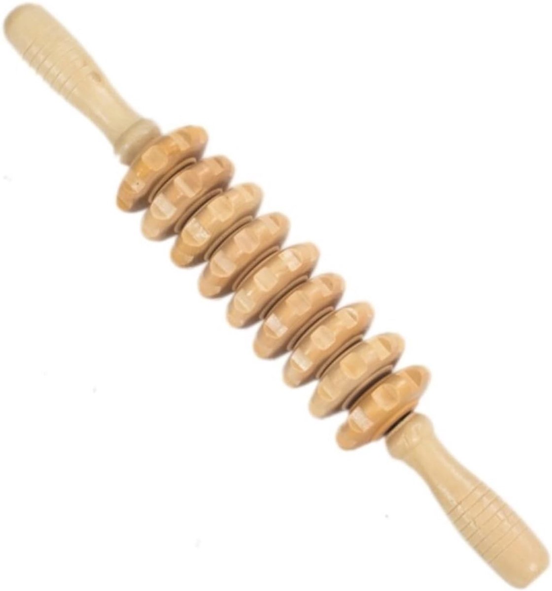 Houten Massage Roller voor Spierontspanning - Handmassage Tool tegen Cellulitis en Bindweefselproblemen - Geschikt voor Benen, Rug en Lichaam - Gebogen Design voor Diepe Massage - Vermindert Vermoeidheid