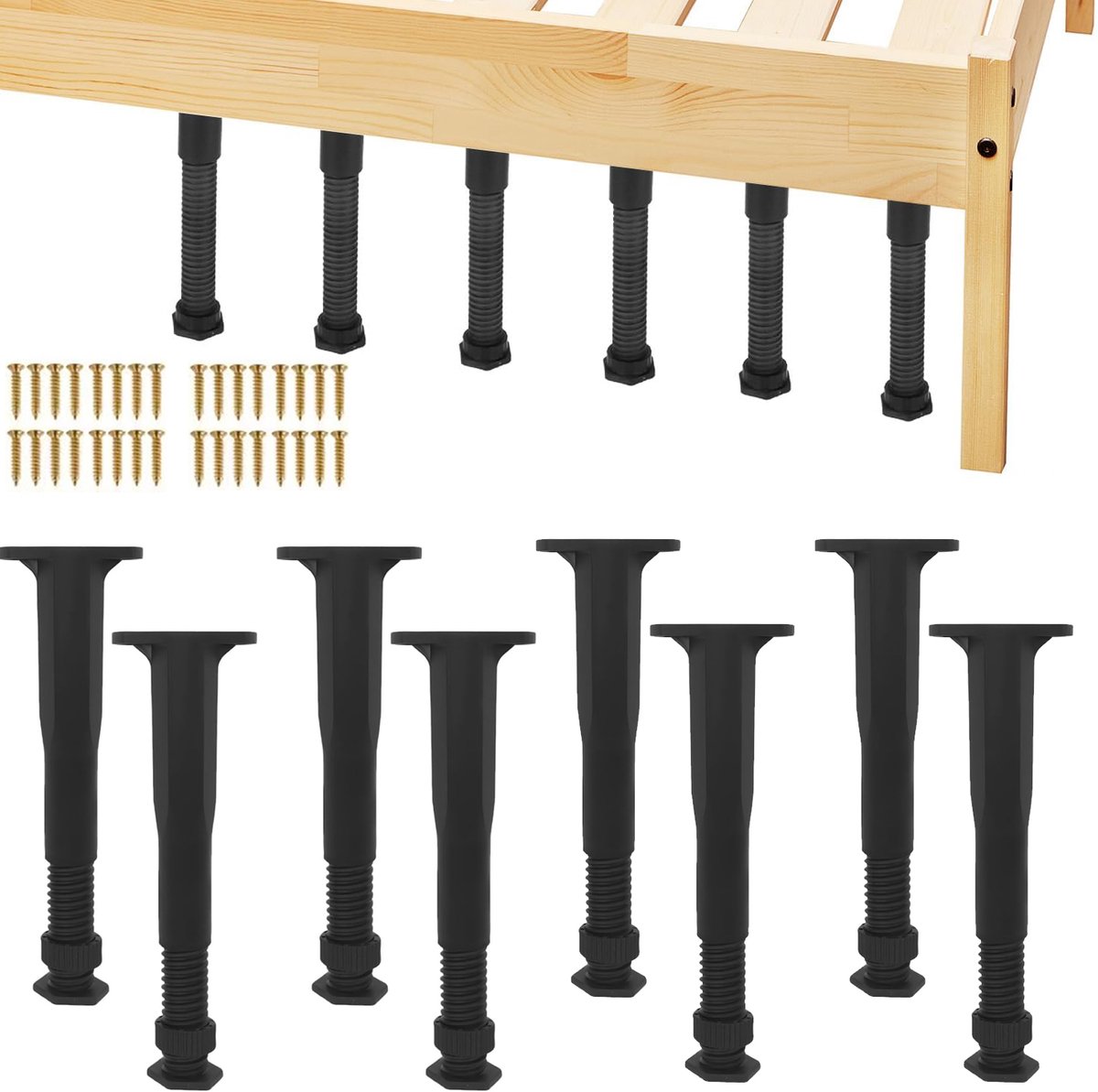 8 Stuks Bedsteunpoten - In Hoogte Verstelbare Bedlattensteunpoot - Zware Meubelpoten - Multifunctioneel Bedframe Middenpoot - Bedframe Poot