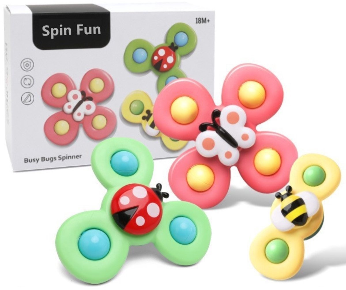 Casalora Baby Speelgoed – Draaispeelgoed met Zuignap – Badspeelgoed – Insectenvormig Draaispeelgoed – Bad Speelgoed voor Baby en Peuter – Sensorisch Activiteitenspeelgoed