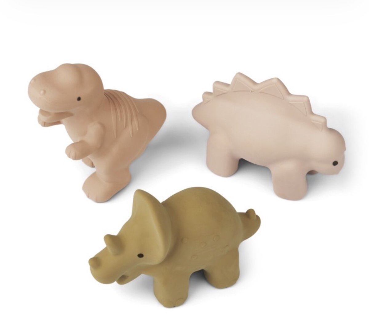 Liewood David Naturel Rubber Speelgoed “Dino rose multi mix”, badspeelgoed, set van 3 badspeeltjes