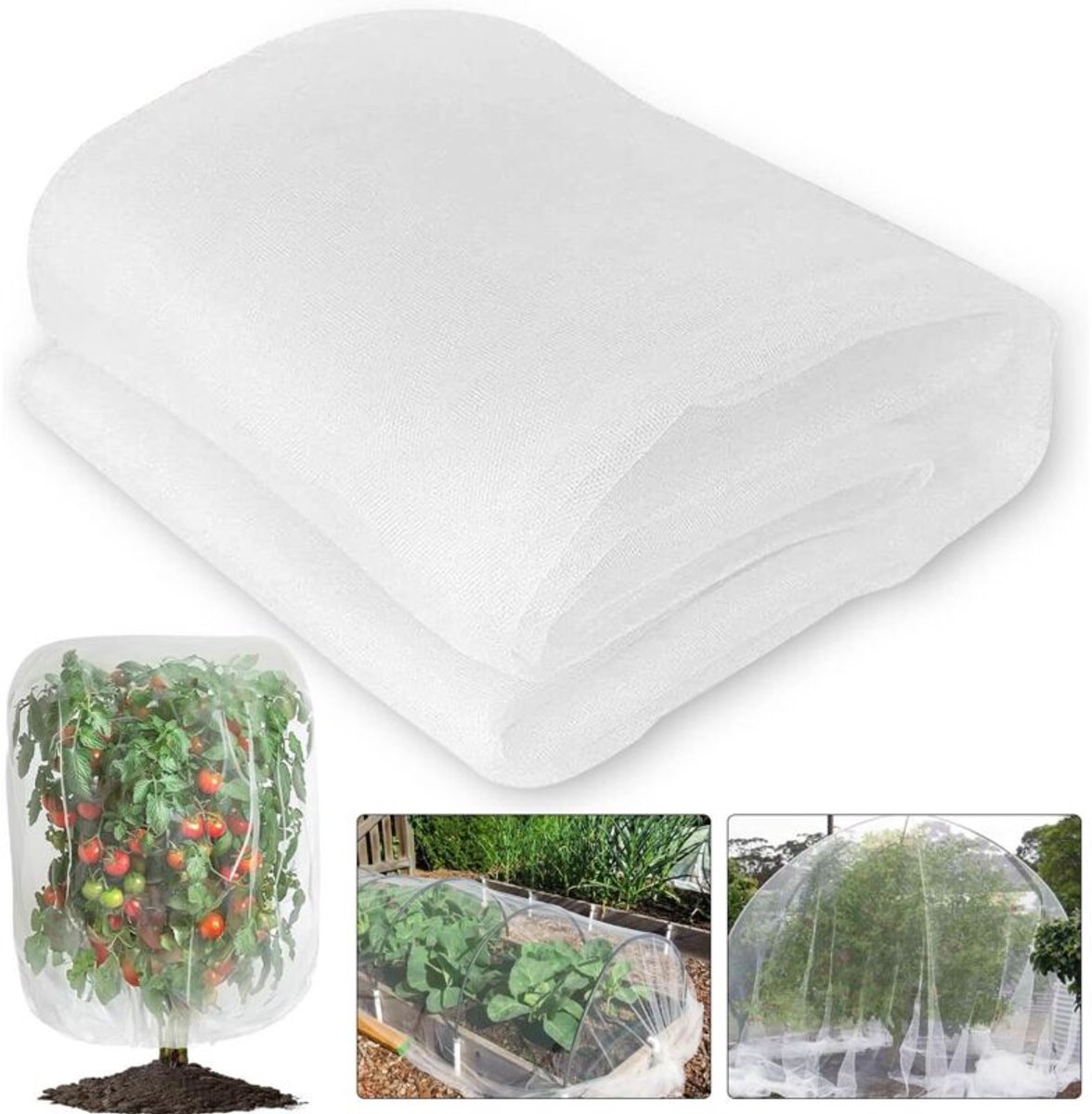 Insectennet van 2,5 x 7,5 geschikt voorer geschikt voor moestuinen, te gebruiken ter bescherming van planten, bloemen, groenten en fruit.