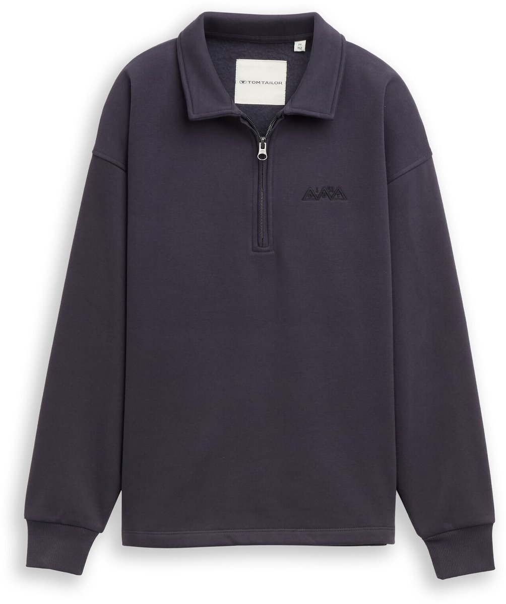 Tom Tailor - Oversized sweatshirt met col - Maat 176 - coal grey