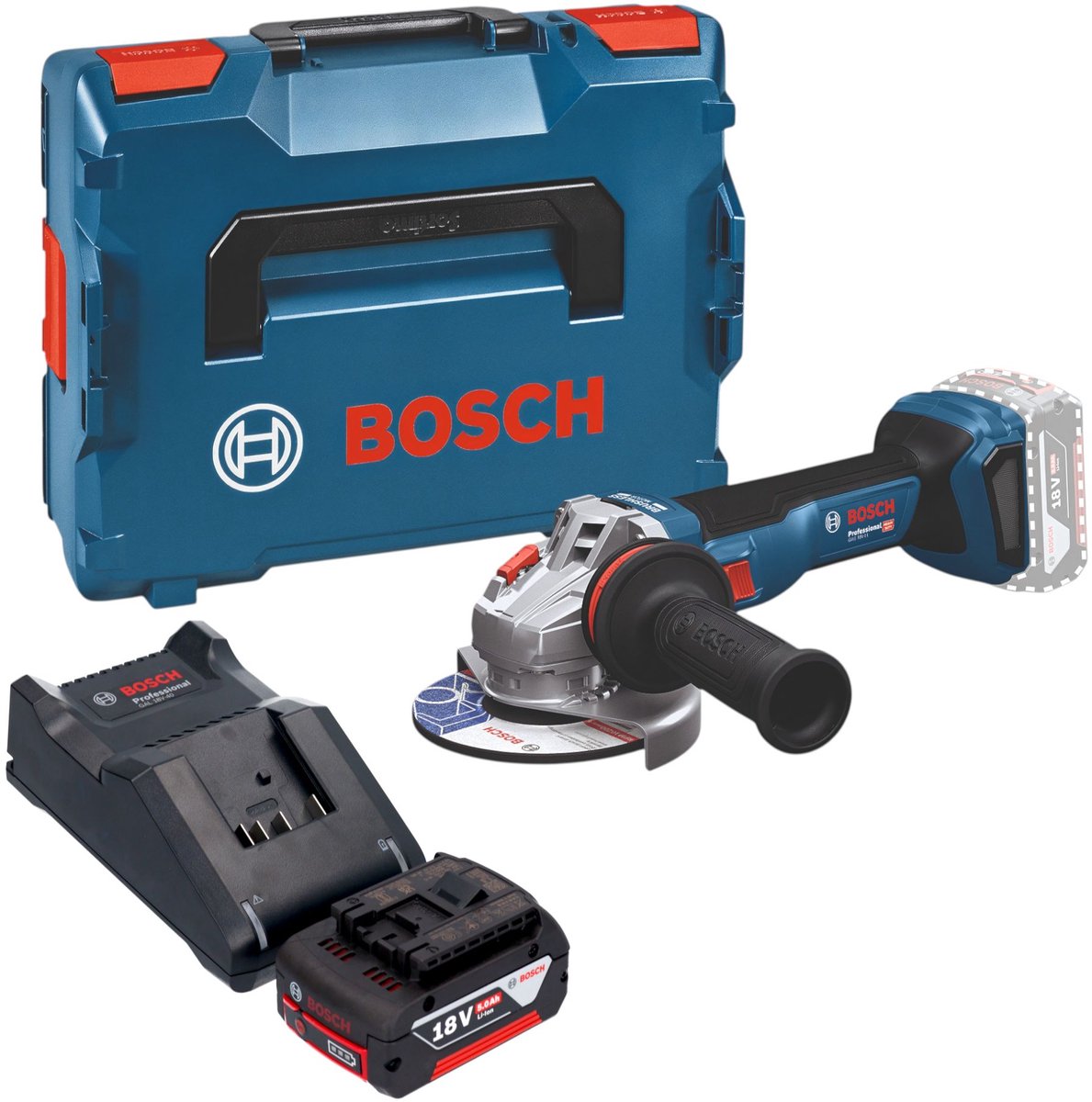 Bosch GWS 18V-11 Professional accu haakse slijper 18 V 125 mm borstelloos + L-Boxx ( 06019N4102 ) - zonder accu, zonder oplader