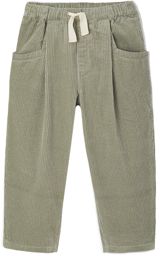 Meisjesbroek van fluweel / velours met losse pasvorm groengrijs