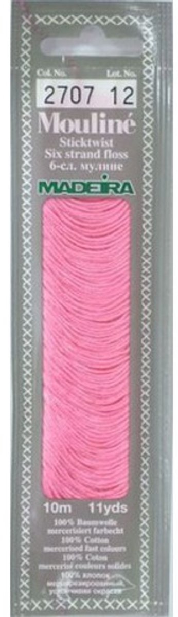 Borduurgaren Madeira Mouline 10 meter 6 draads splijtgaren - roze (2707)