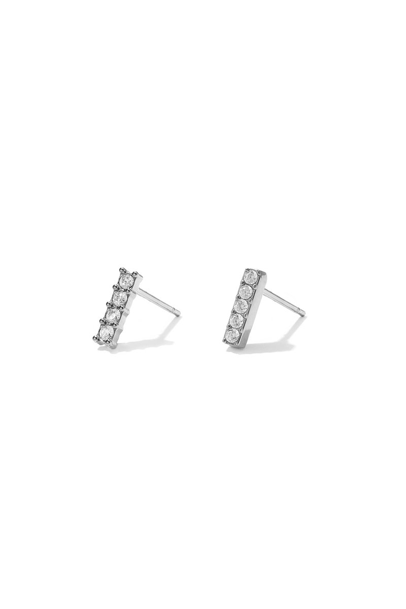 Nora - Geometrische Oorknopjes - Zirkoon - Stainless Steel - - Zilver
