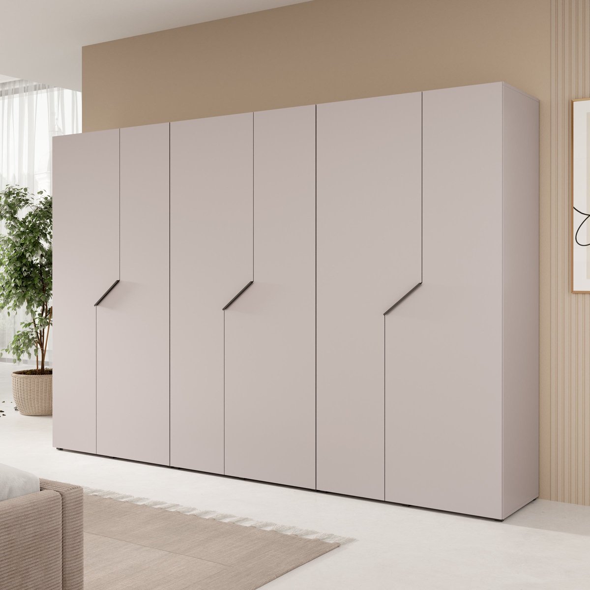 MEUBELLA Arena - Kledingkast 6-deurs - Beige - 300x202x50 cm