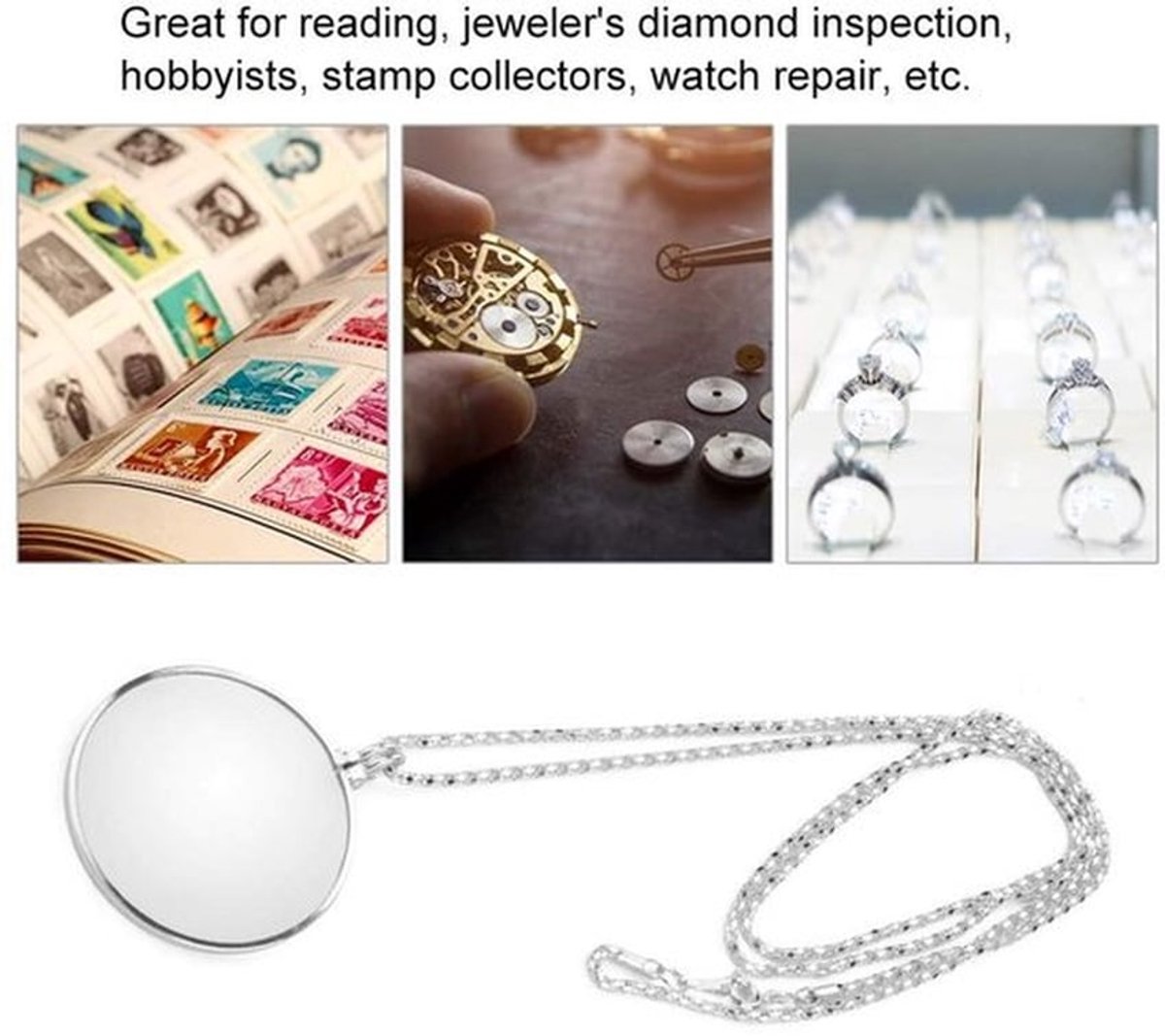 Vergrootglas 5X Draagbaar - Loep - Hulpmiddel voor Sieraden - Optisch Glas - Zinklegering - Duurzaam