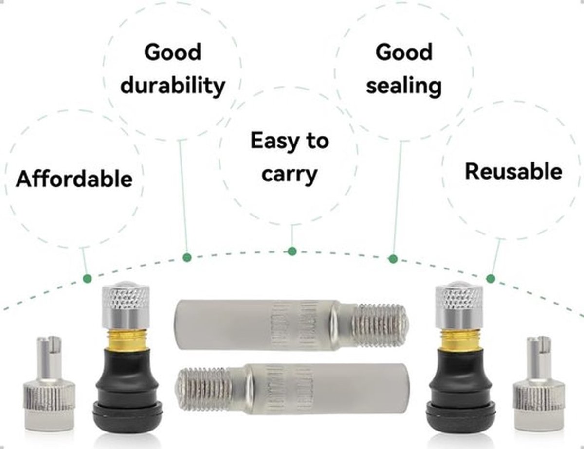 Tubeless ventielset - Ventielverlengingsadapter - Duurzaam en betrouwbaar - Compatibel met elektrische scooters - Ideaal voor Ninebot Bal...