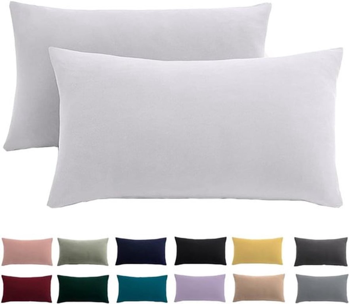 SnelShoppen - Set van 2 Kussenslopen 40 x 60 cm, Witte Microfibre Kussenslopen, Non-Iron en Kreukvrij met Rits, Ideaal voor Thuis, Logeren en Kamperen