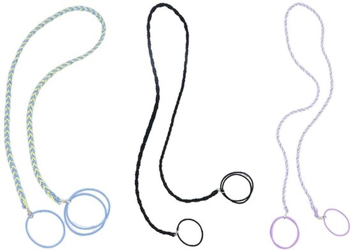 Haarelastiekjes Set van 3 - Gevlochten Nylon - Elastisch - Kapselgereedschap - Geschikt voor Surfen/Zwemmen/Fietsen - 64 cm - Haarband