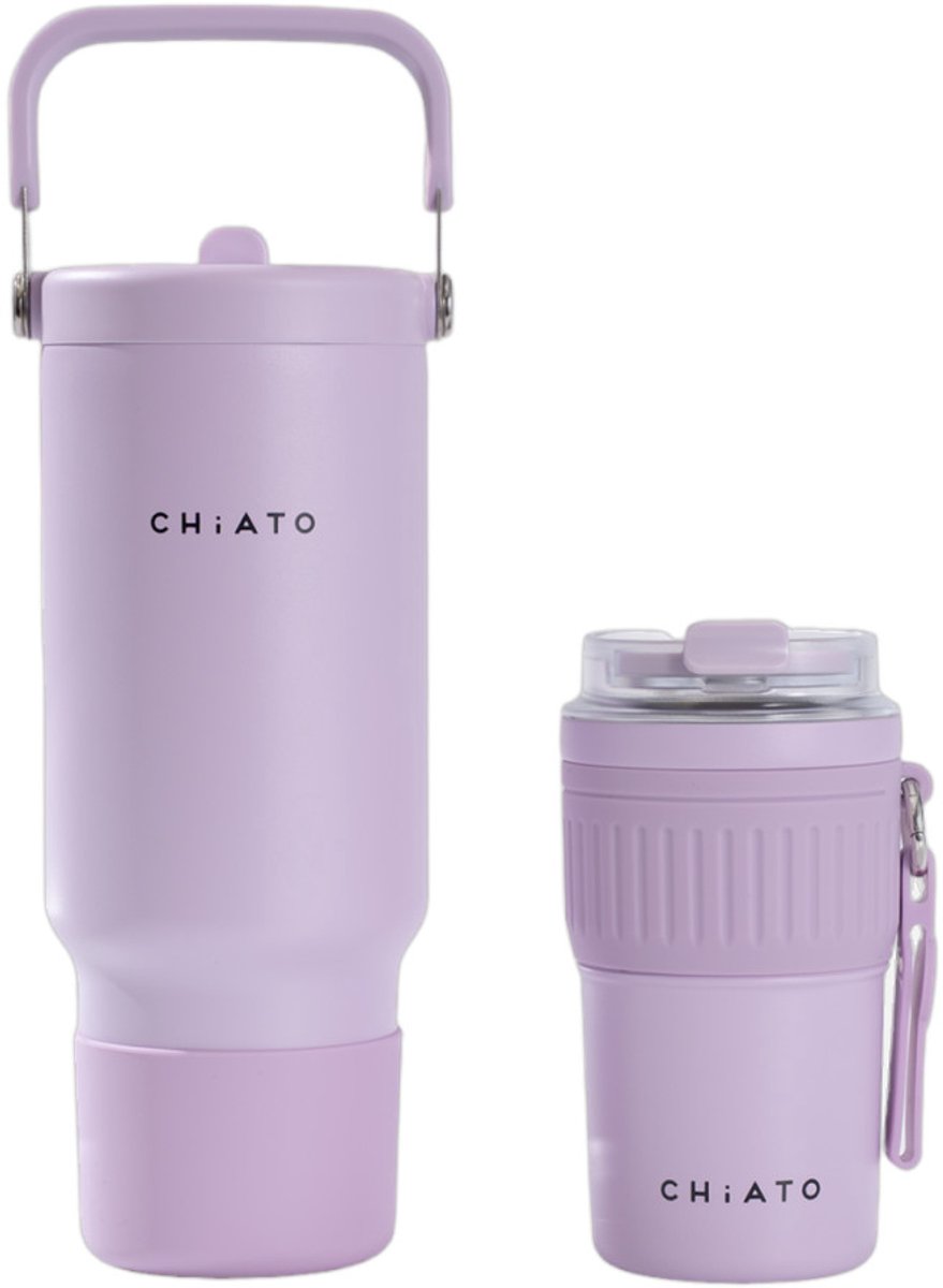 CHiATO Home hot & fresh SIP Soft Lavender geïsoleerde reisbeker en tumbler set – Lavendel
