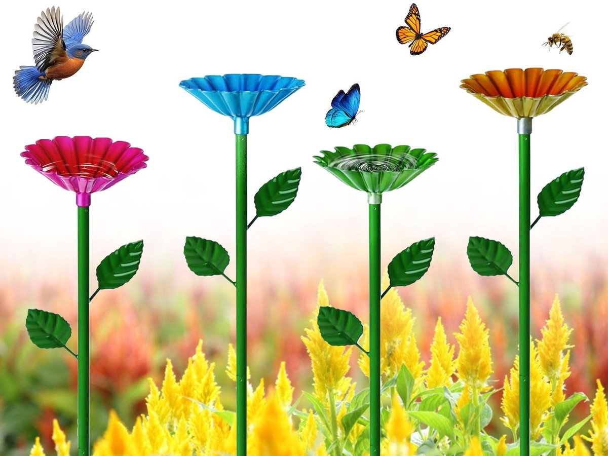 Solidchoice - Set van 4 Waterbekers voor Bijen en Insecten met Bloemendesign