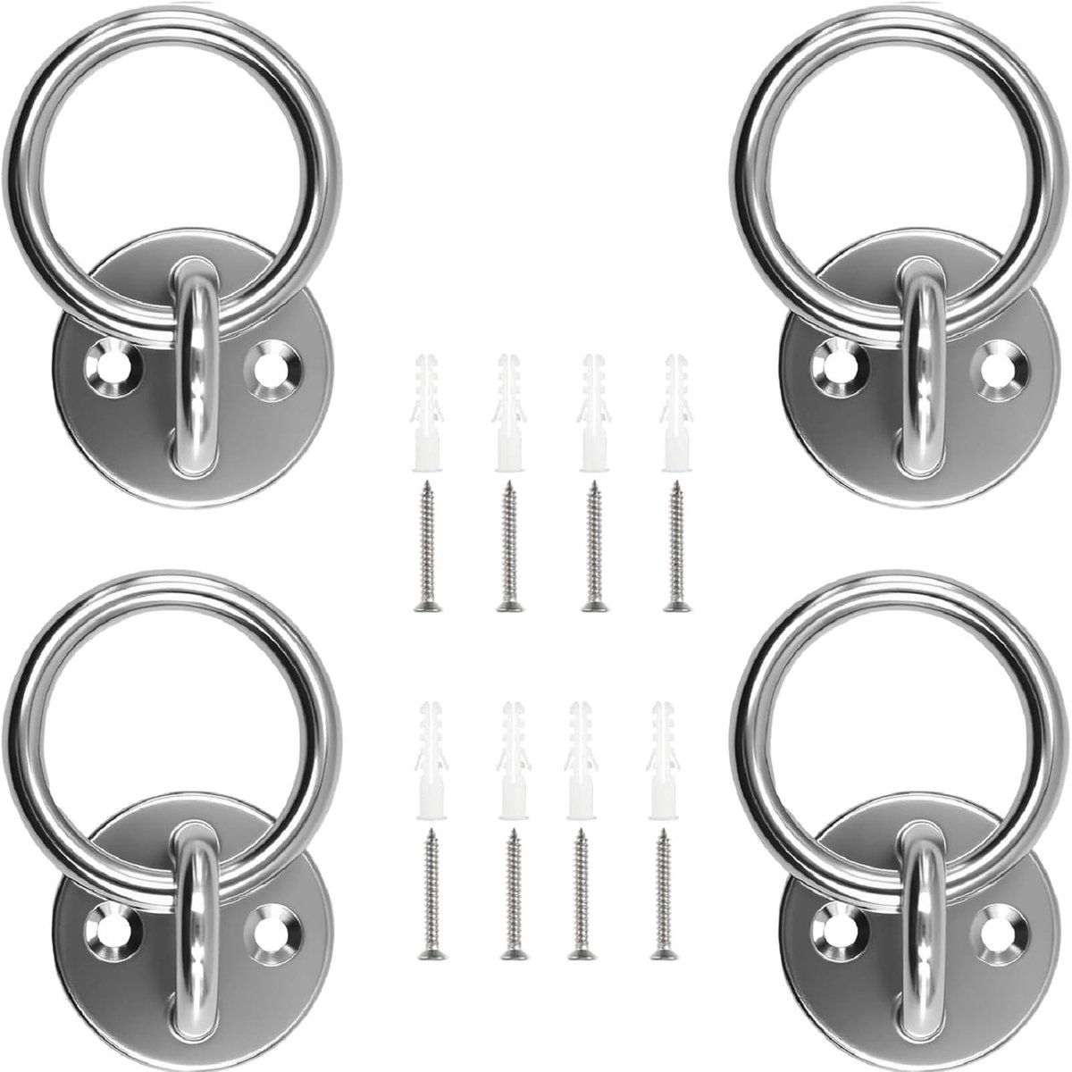 Solidchoice - Set van 4 Roestvrij Stalen Oogplaten met Ring voor Zware Belasting