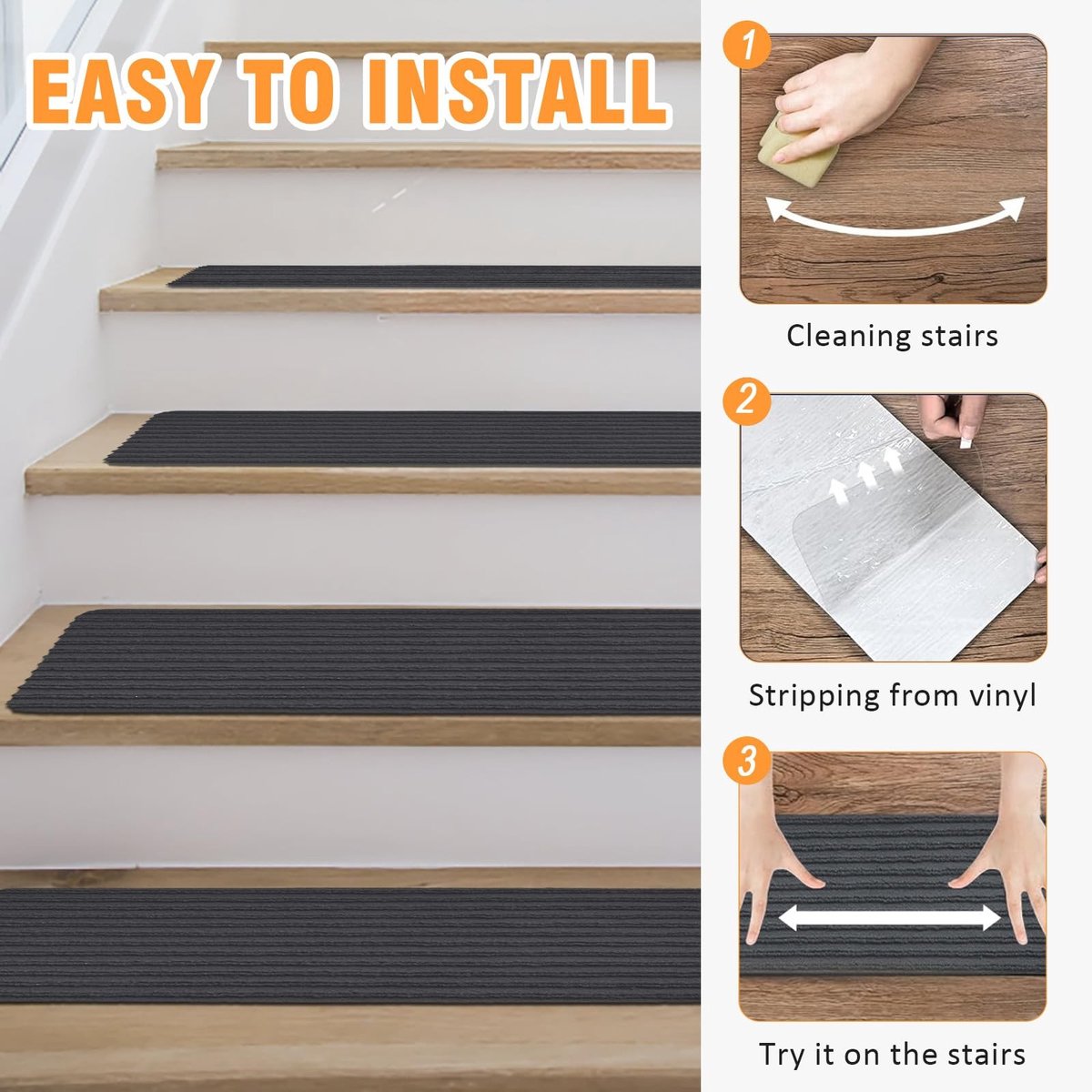 Solidchoice - Set van 15 Antislip Trapmatten voor Binnen