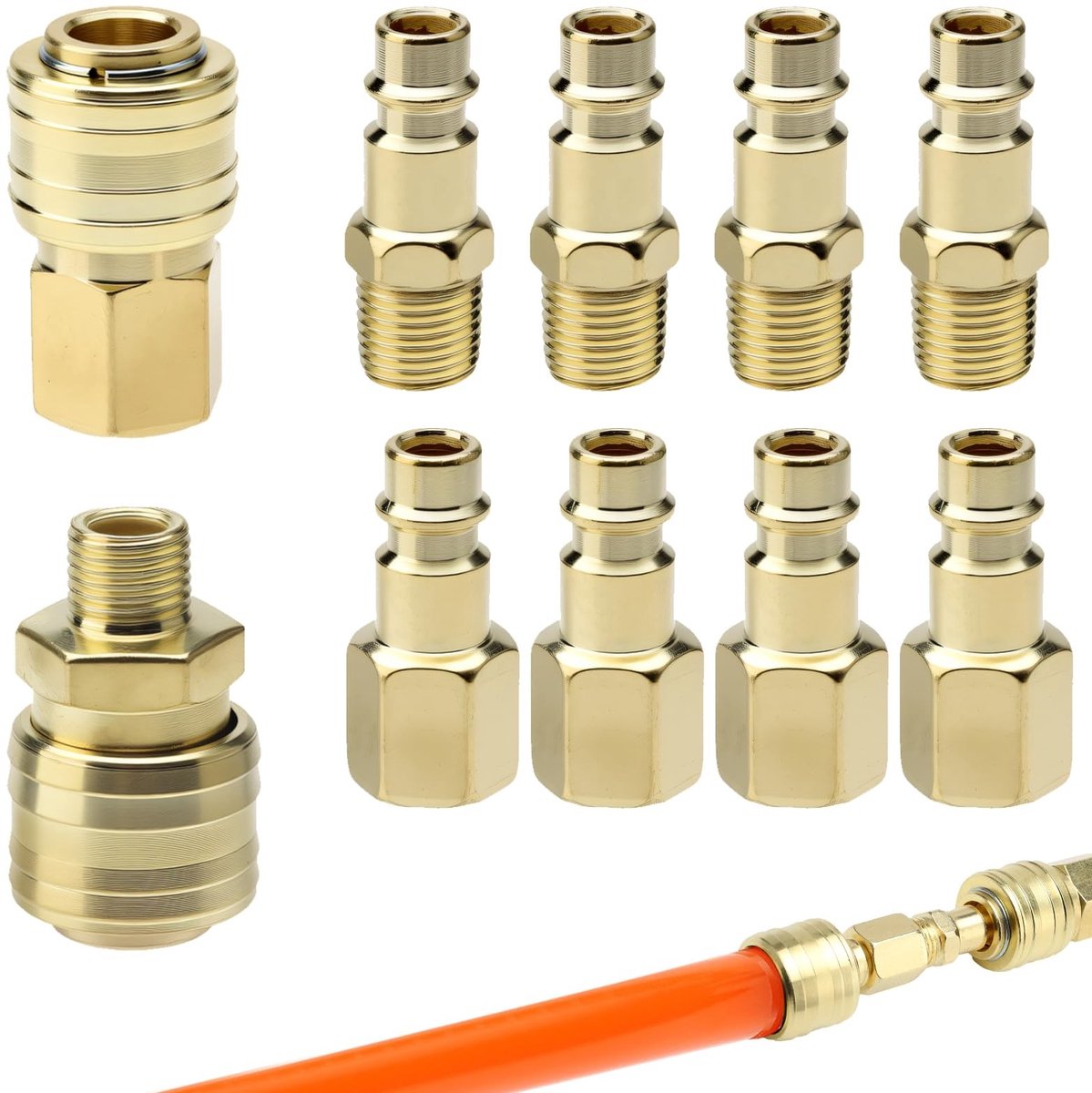 Solidchoice - Set van 10 Euro Compressed Air Couplings 1/4 inch BSP