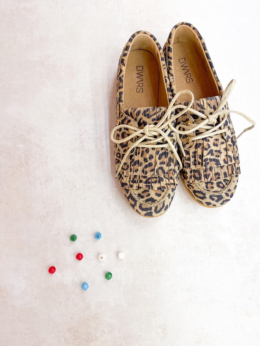 DWRS Latty Fringes Leopard damesmocassin