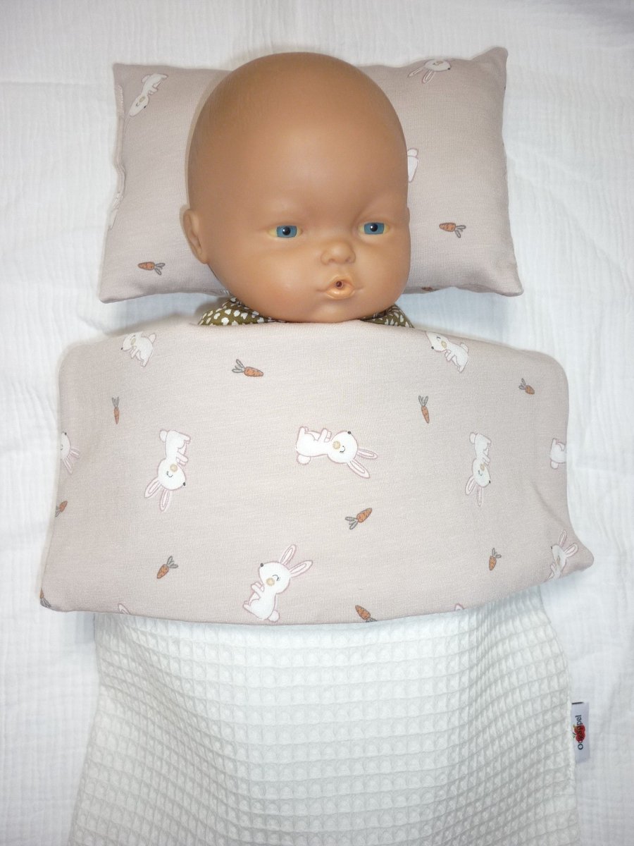 Oogappel-Poppen Beddengoed-Poppendeken met Kussentje Konijntjes