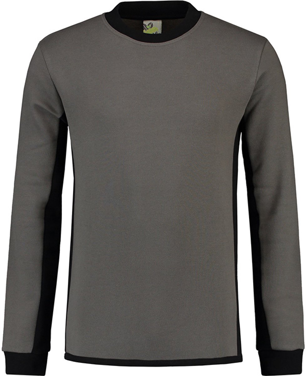 Lemon & Soda contrast sweater in de kleur pearl grey met zwart in de maat XL