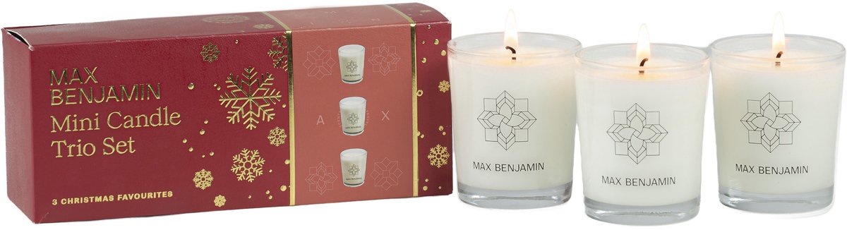 Max Benjamin 3 Mini Geurkaars Cadeauset - Festive Favourites - Kerstcadeau Rood