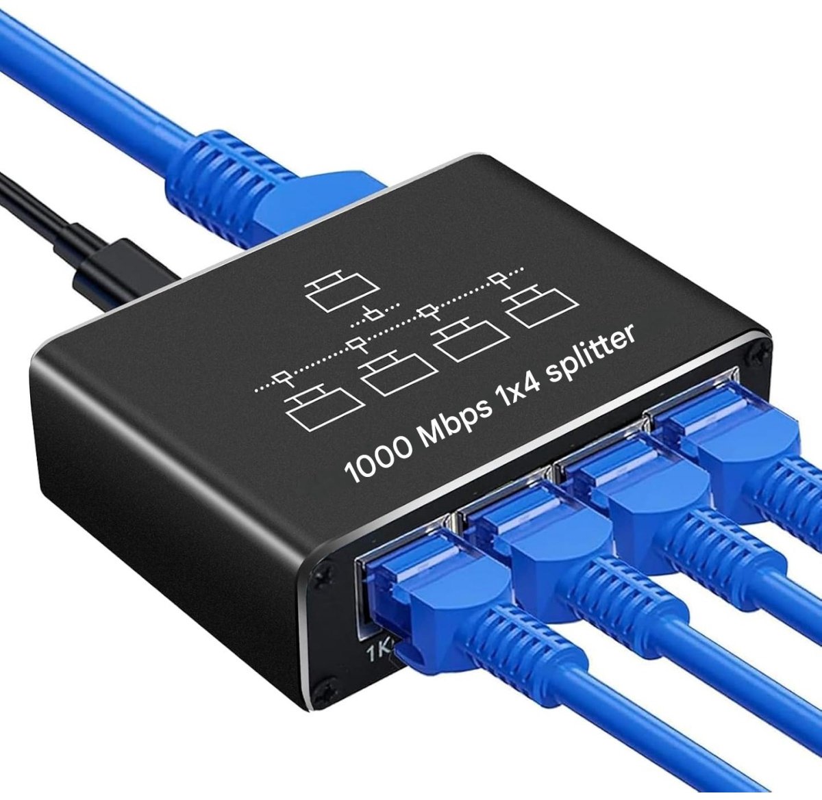 GELLDG Netwerkschakelaar - Ethernet Switch 1 naar 4 Poorten 1000Mbps - Gigabit RJ45 Hub - Geschikt voor Computers, Routers en Netwerkapparatuur - Kunststof Behuizing
