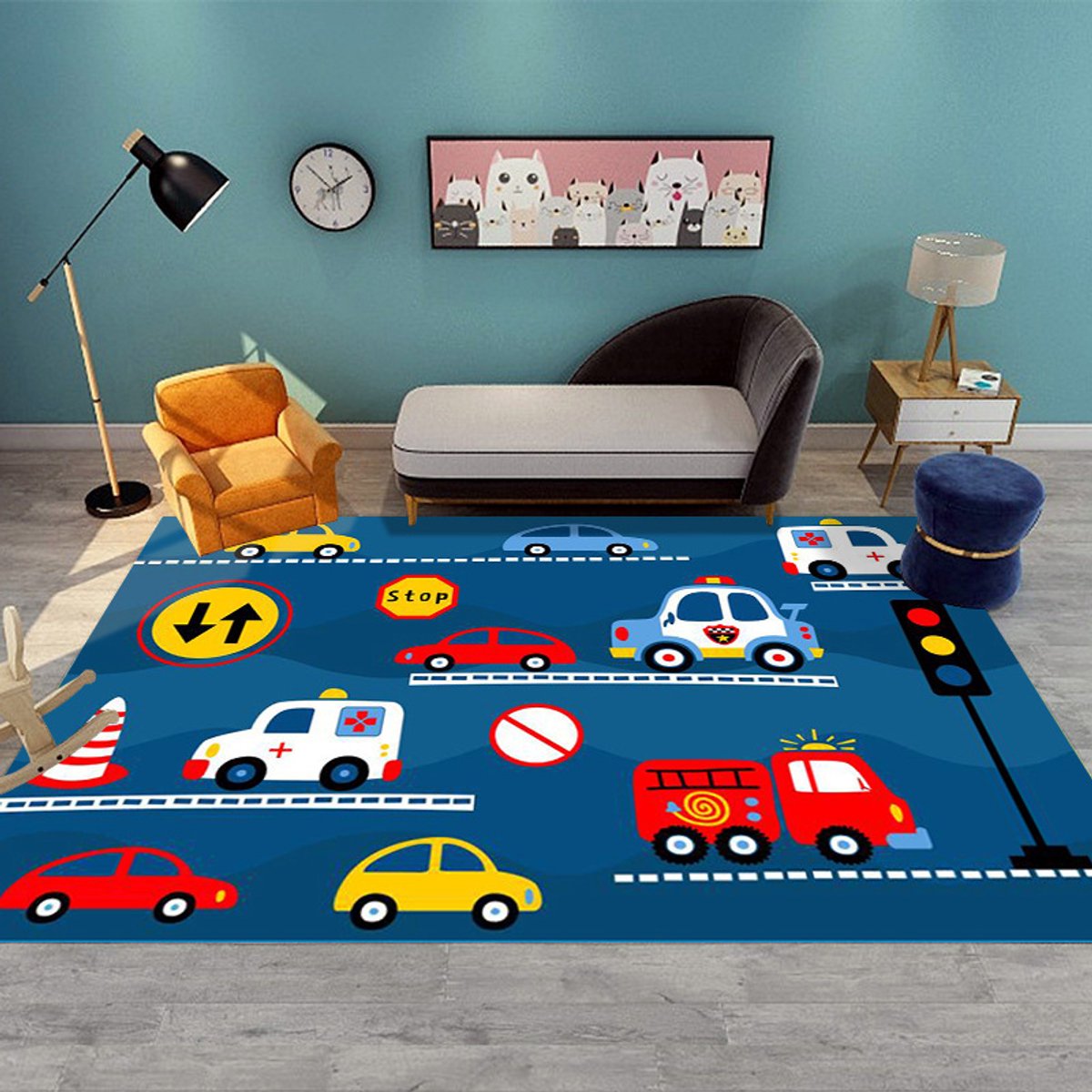 Autospeelmat - Wegtapijt Kinderen - Spelen met Auto's - Antislip Onderkant - 50*80cmvliegveld