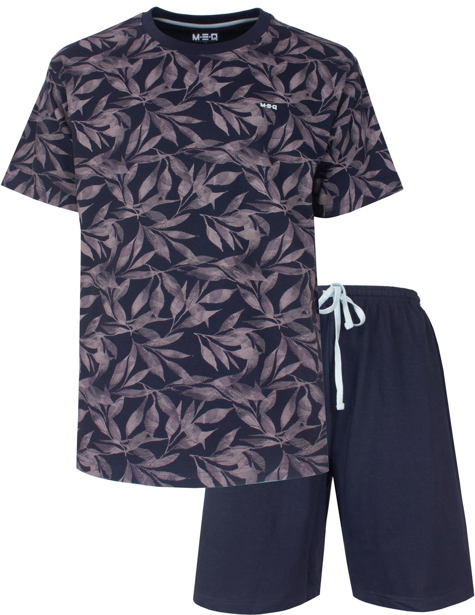 MEQ Heren Shortama - Ronde Hals - Donker Blauw - Maat XL